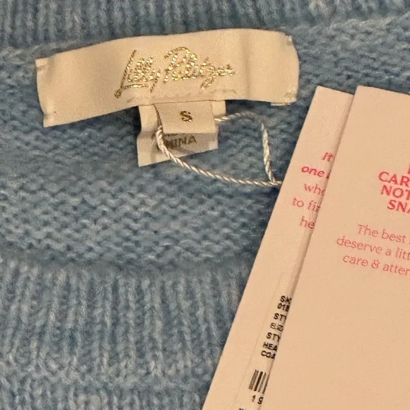 NWT Lilly Pulitzer Elizabelle Sweater Heathered Bonaire Blue Coastal Flowers Sm - Picture 3 of 5